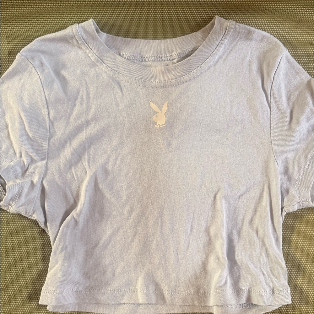 PLAYBOY Light Gray Crop Top